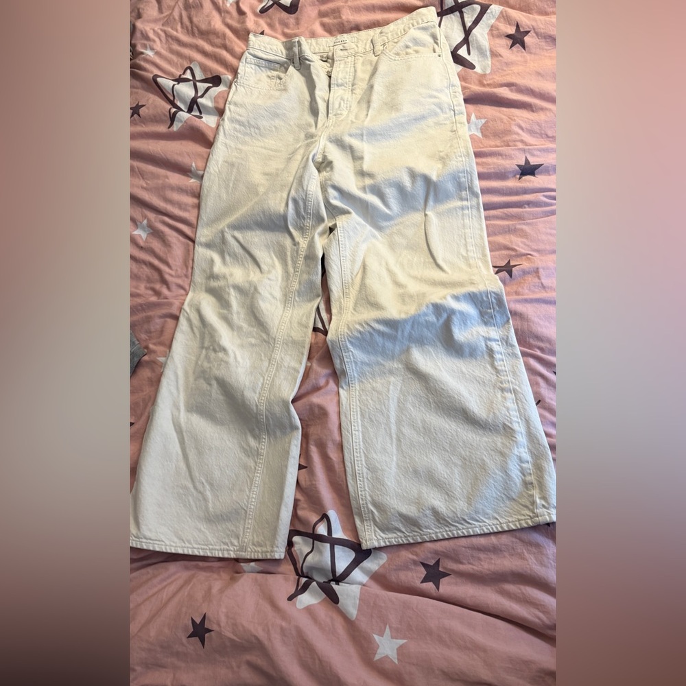 Cream Wide-Leg Pants